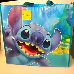 NWT. Disney Stitch Blue Tote. Reusable plastic Tote Bag.